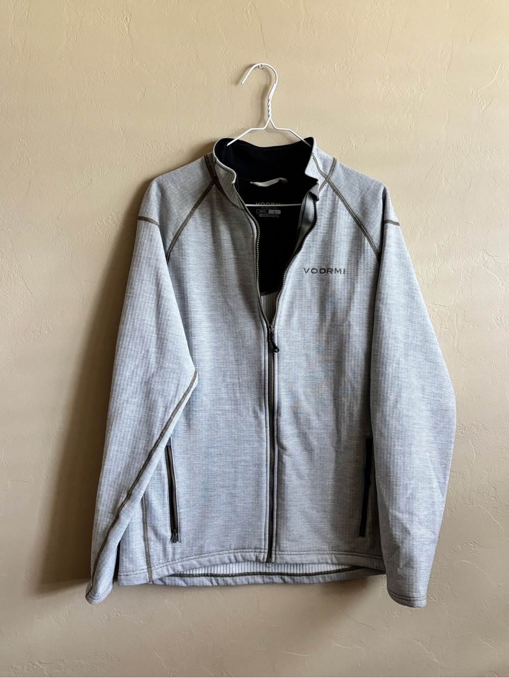 VOORMI Access NXT Men’s L Gray Merino Wool Full Zip Jacket USA Thermal Midlayer